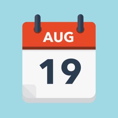 Calendar icon showing 19th August